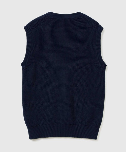 BENETTON (UNITED COLORS OF BENETTON)(ベネトンユナイテッドカラーズオブベネトン)の「ピュアコットン100%ニット無地Vネックベスト(ベスト・メンズ・ネイビー・SMALL/MEDIUM/LARGE)」の6枚目の写真
