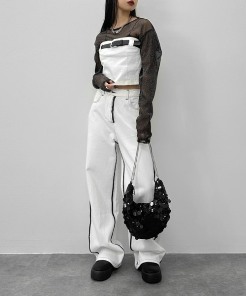 LVEU.(ラブユ.)の「【LVEU.】シアーラメクロップドプルオーバー / トップス シアー シースルー ラメ クロップド ショート レイヤード ブラック グレー ZOZOTOWN限定(Tシャツ/カットソー・レディース・グレー/ブラック・FREE)」の10枚目の写真