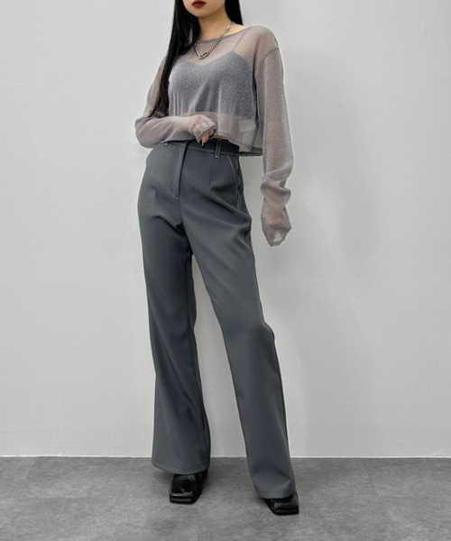 LVEU.(ラブユ.)の「【LVEU.】シアーラメクロップドプルオーバー / トップス シアー シースルー ラメ クロップド ショート レイヤード ブラック グレー ZOZOTOWN限定(Tシャツ/カットソー・レディース・グレー/ブラック・FREE)」の13枚目の写真
