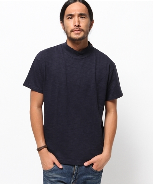 OUTLET(アウトレット)の「【CIAOPANIC TYPY】ヘビースラブモックネックTee(Tシャツ/カットソー・メンズ・ホワイト/ネイビー・LARGE/MEDIUM)」の1枚目の写真
