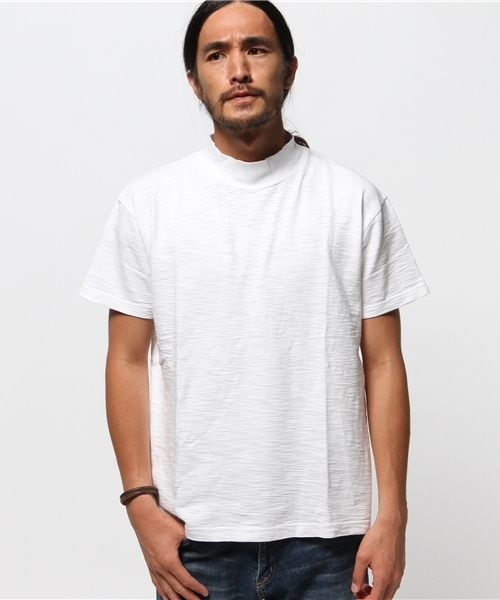 OUTLET(アウトレット)の「【CIAOPANIC TYPY】ヘビースラブモックネックTee(Tシャツ/カットソー・メンズ・ホワイト/ネイビー・LARGE/MEDIUM)」の2枚目の写真