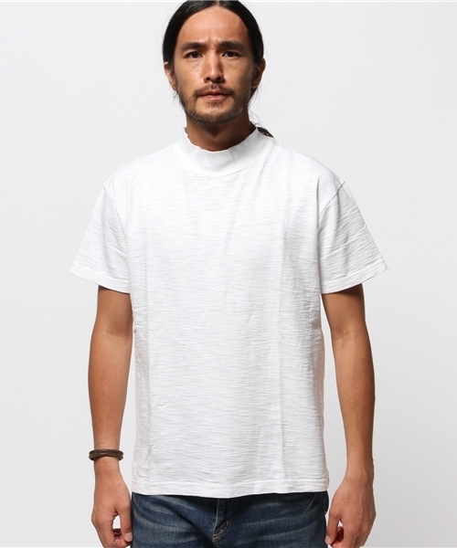 OUTLET(アウトレット)の「【CIAOPANIC TYPY】ヘビースラブモックネックTee(Tシャツ/カットソー・メンズ・ホワイト/ネイビー・LARGE/MEDIUM)」の7枚目の写真