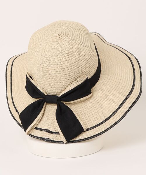 STYLEBLOCK（スタイルブロック）の「リボン付きツバ広麦わら風帽子（ハット・レディース・オフホワイト/ベージュ/カーキ・FREE）」の7枚目の写真