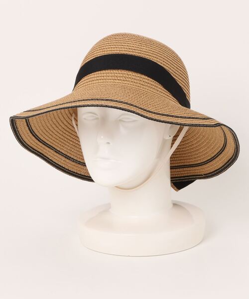 STYLEBLOCK（スタイルブロック）の「リボン付きツバ広麦わら風帽子（ハット・レディース・オフホワイト/ベージュ/カーキ・FREE）」の6枚目の写真