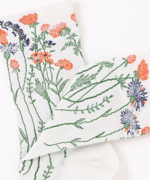 SUPER HAKKA（スーパーハッカ）の「アザミとポピージャカードソックス（ソックス/靴下・レディース・ブラック/オフホワイト/ブルー・FREE）」の4枚目の写真