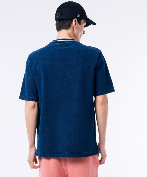 LACOSTE（ラコステ）の「配色リブニットインディゴ鹿の子 半袖Tシャツ（Tシャツ/カットソー・メンズ・ブルーグレー/チャコールグレー/ダークインディゴブルー・5/4/3/2）」の21枚目の写真