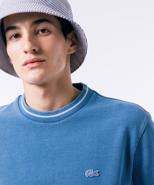 LACOSTE（ラコステ）の「配色リブニットインディゴ鹿の子 半袖Tシャツ（Tシャツ/カットソー・メンズ・ブルーグレー/チャコールグレー/ダークインディゴブルー・5/4/3/2）」の9枚目の写真