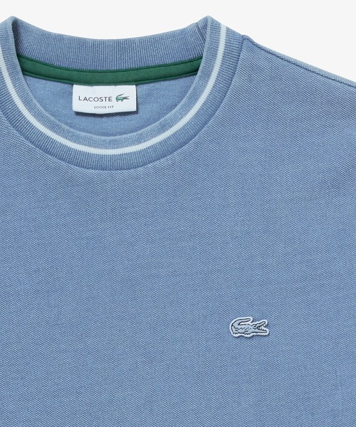 LACOSTE（ラコステ）の「配色リブニットインディゴ鹿の子 半袖Tシャツ（Tシャツ/カットソー・メンズ・ブルーグレー/チャコールグレー/ダークインディゴブルー・5/4/3/2）」の4枚目の写真