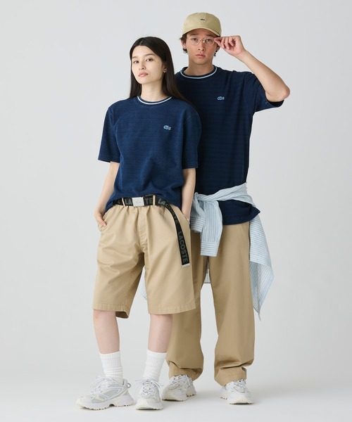セール】配色リブニットインディゴ鹿の子 半袖Tシャツ（Tシャツ