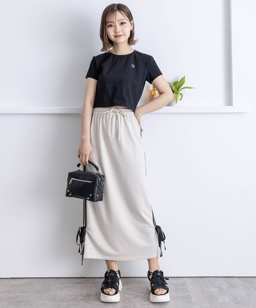 clear（クリア）の「ラインリボンスウェットIラインスカート[バレエコア カジュアル ガーリー]≪SS新作≫（スカート・レディース・グレー/アイボリー/ブラック・F）」の17枚目の写真