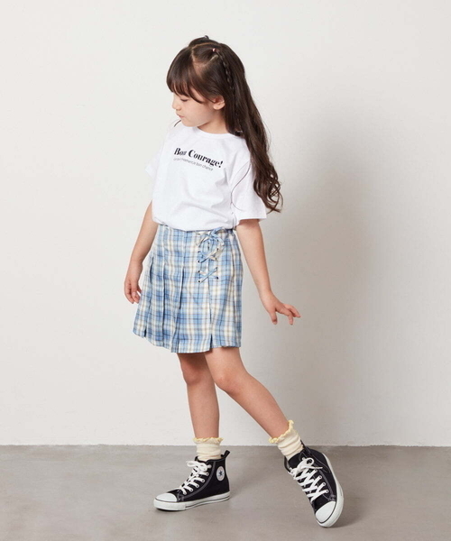 a.v.v（アーヴェヴェ）の「[140-150]レースアッププリーツスカパン（その他パンツ・キッズ・ダークインディゴブルー/ベージュ/ブラック/ブルー・150/140）」の18枚目の写真