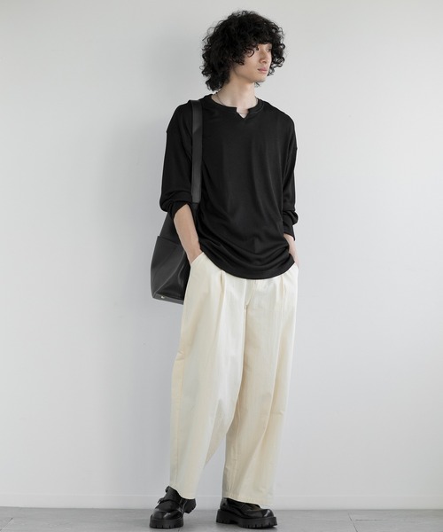 aimoha（アイモハ）の「aimoha men JACQUARD WIDE RIB Y-NECK TEE（Tシャツ/カットソー・メンズ・ホワイト/グレー/ブラック・MEDIUM/LARGE/X-LARGE/XX-LARGE）」の11枚目の写真