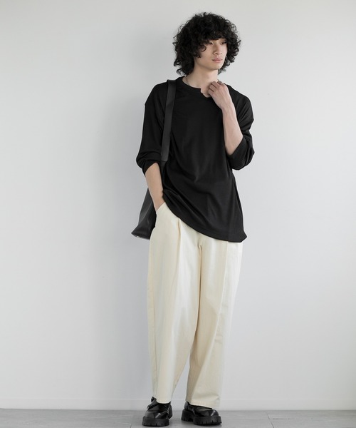 aimoha（アイモハ）の「aimoha men JACQUARD WIDE RIB Y-NECK TEE（Tシャツ/カットソー・メンズ・ホワイト/グレー/ブラック・MEDIUM/LARGE/X-LARGE/XX-LARGE）」の13枚目の写真