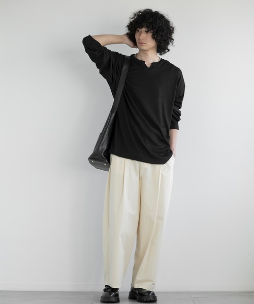 aimoha（アイモハ）の「aimoha men JACQUARD WIDE RIB Y-NECK TEE（Tシャツ/カットソー・メンズ・ホワイト/グレー/ブラック・MEDIUM/LARGE/X-LARGE/XX-LARGE）」の14枚目の写真