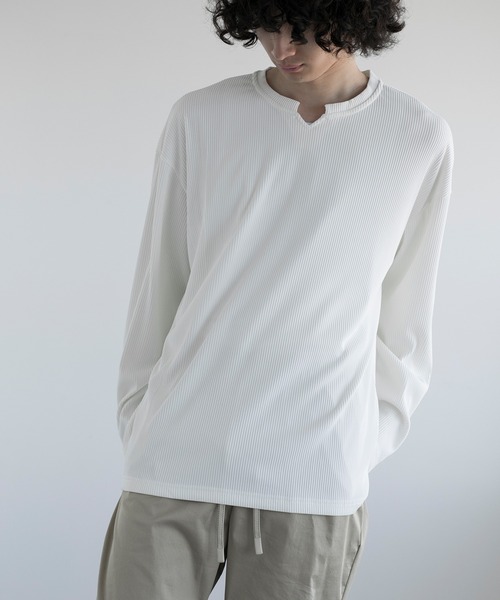 aimoha（アイモハ）の「aimoha men JACQUARD WIDE RIB Y-NECK TEE（Tシャツ/カットソー・メンズ・ホワイト/グレー/ブラック・MEDIUM/LARGE/X-LARGE/XX-LARGE）」の19枚目の写真