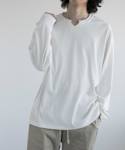 aimoha（アイモハ）の「aimoha men JACQUARD WIDE RIB Y-NECK TEE（Tシャツ/カットソー・メンズ・ホワイト/グレー/ブラック・MEDIUM/LARGE/X-LARGE/XX-LARGE）」の20枚目の写真