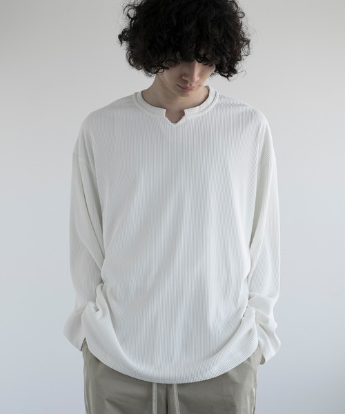 aimoha（アイモハ）の「aimoha men JACQUARD WIDE RIB Y-NECK TEE（Tシャツ/カットソー・メンズ・ホワイト/グレー/ブラック・MEDIUM/LARGE/X-LARGE/XX-LARGE）」の21枚目の写真