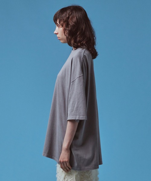 Ameno Auro(アメノアウロ)の「【Ameno Auro/アメノアウロ】16/綿天竺ピグメントビッグT(Tシャツ/カットソー・メンズ・ライトグレー/ブラック/ベージュ・L/M)」の18枚目の写真