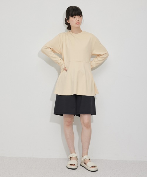 2WAYレースカラータックペプラムトップス 2way襟付タックペプラムトップス（Tシャツ/カットソー）｜ur's