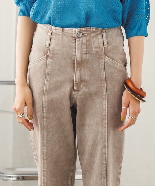 hunch（ハンチ）の「デニム/ツイルストレートパンツ（デニムパンツ・レディース・グレイッシュベージュ/ワンウォッシュ/ライトインディゴブルー・FREE）」の14枚目の写真