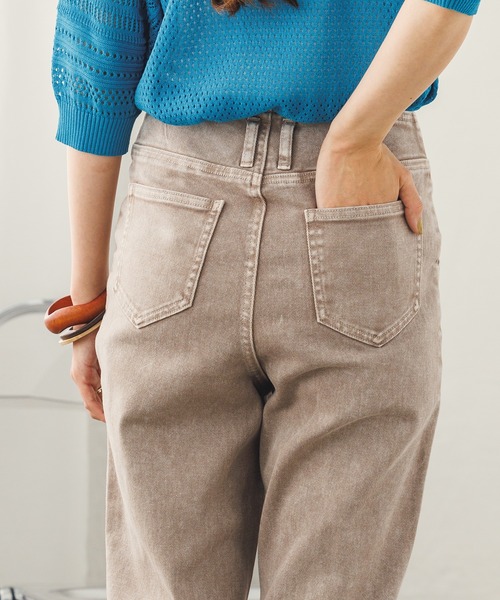 hunch（ハンチ）の「デニム/ツイルストレートパンツ（デニムパンツ・レディース・グレイッシュベージュ/ワンウォッシュ/ライトインディゴブルー・FREE）」の5枚目の写真
