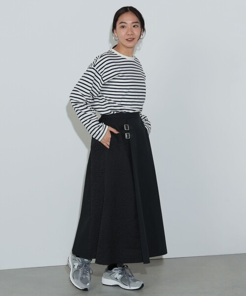 WEEKEND Max Mara 異素材 もたげ 切り替え ベルト付き フレア