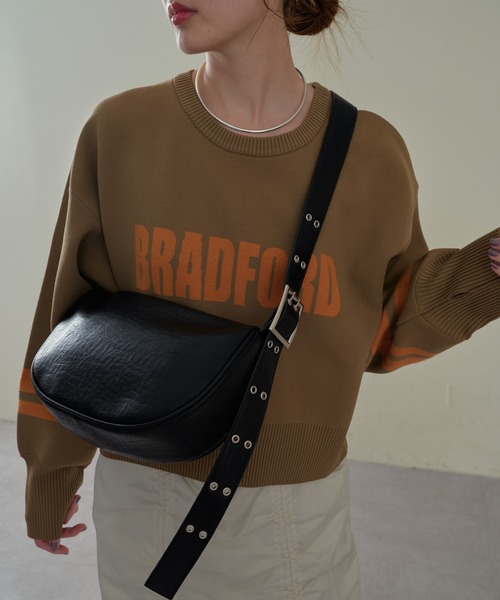 CIAOPANIC TYPY（チャオパニックティピー）の「ハーフムーンヴィンテージレザーショルダー（ショルダーバッグ・レディース・ライトブラウン/ブラック/シルバー・ONE SIZE）」の4枚目の写真