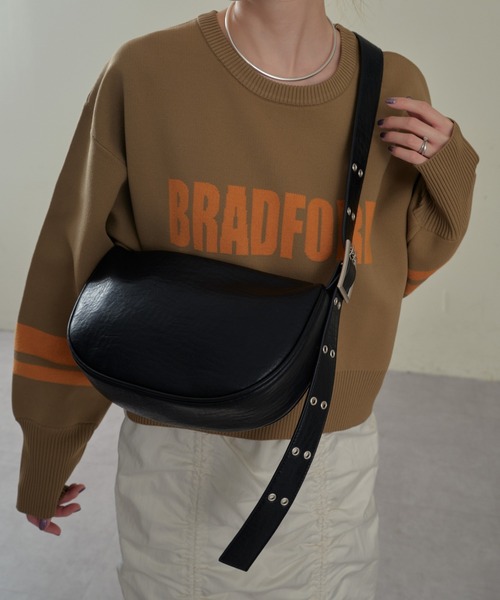 CIAOPANIC TYPY（チャオパニックティピー）の「ハーフムーンヴィンテージレザーショルダー（ショルダーバッグ・レディース・ライトブラウン/ブラック/シルバー・ONE SIZE）」の16枚目の写真