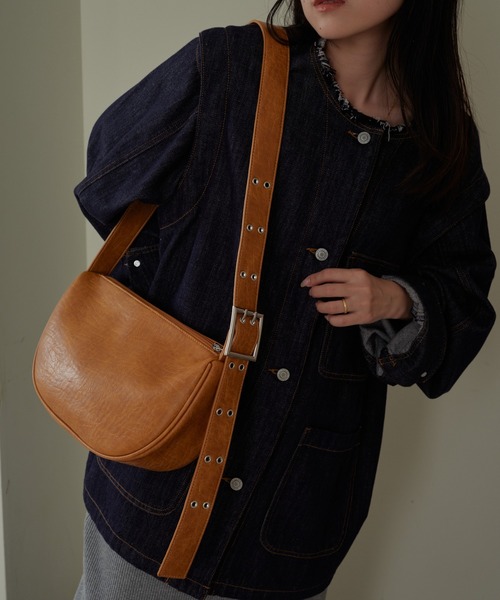 CIAOPANIC TYPY（チャオパニックティピー）の「ハーフムーンヴィンテージレザーショルダー（ショルダーバッグ・レディース・ライトブラウン/ブラック/シルバー・ONE SIZE）」の14枚目の写真