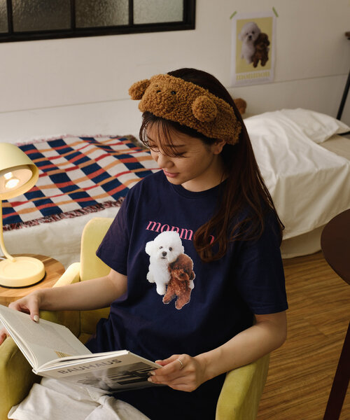 BIRTHDAY BAR（バースデイバー）の「monmon Tシャツ（ルームウェア/パジャマ・レディース・ホワイト/ネイビー・0）」の9枚目の写真