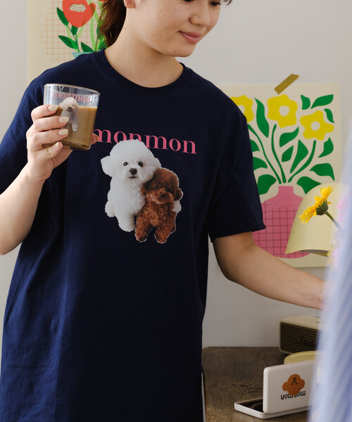 BIRTHDAY BAR（バースデイバー）の「monmon Tシャツ（ルームウェア/パジャマ・レディース・ホワイト/ネイビー・0）」の8枚目の写真