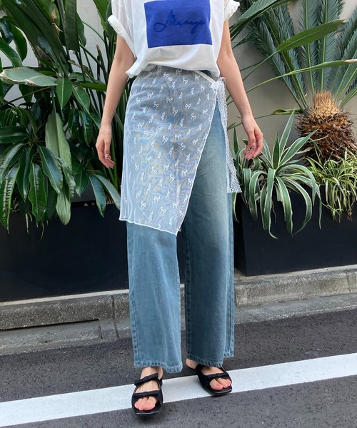 AS KNOW AS plus（アズノゥアズプラス）の「リボンチュールラップスカート【ZOZOTOWN限定アイテム】（スカート・レディース・オフホワイト/ブラック・FREE）」の3枚目の写真