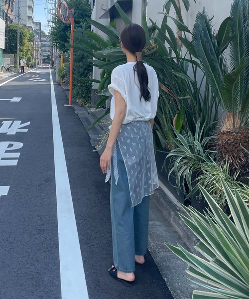 AS KNOW AS plus（アズノゥアズプラス）の「リボンチュールラップスカート【ZOZOTOWN限定アイテム】（スカート・レディース・オフホワイト/ブラック・FREE）」の5枚目の写真