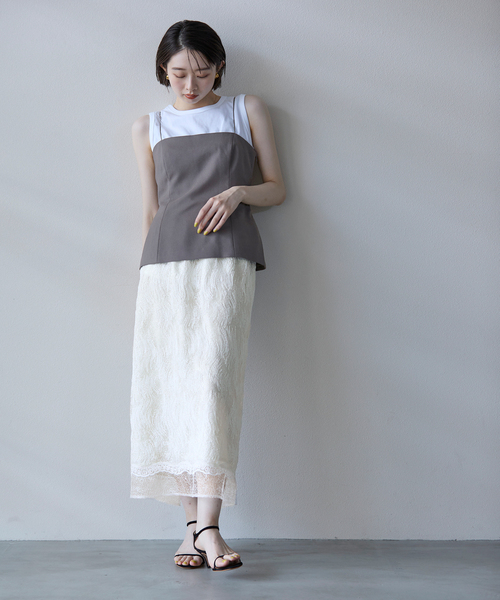 LaTotaliteラトータリテ レーススカート レースプリーツスカート（ロング・マキシ丈スカート）｜La