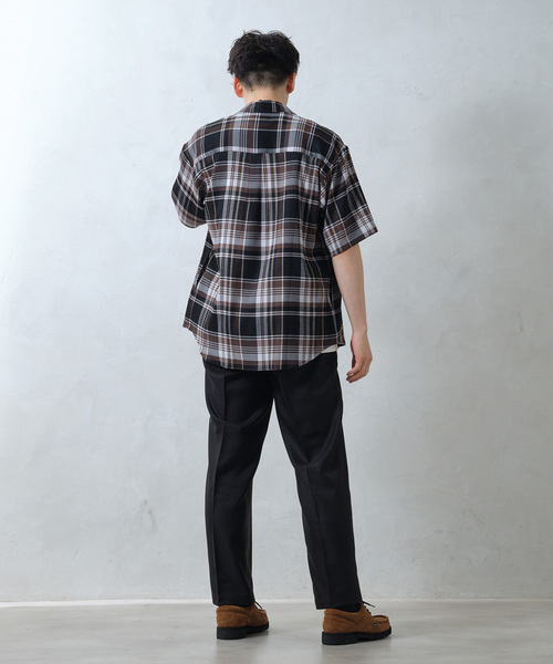 GERRY（ジェリー）の「GERRY／ジェリー 別注 クレープ半袖チェックシャツ（シャツ/ブラウス・メンズ・アイボリー/ネイビー/ブラウン・LARGE/MEDIUM）」の19枚目の写真