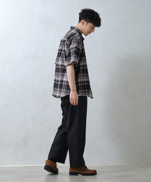 GERRY（ジェリー）の「GERRY／ジェリー 別注 クレープ半袖チェックシャツ（シャツ/ブラウス・メンズ・アイボリー/ネイビー/ブラウン・LARGE/MEDIUM）」の20枚目の写真