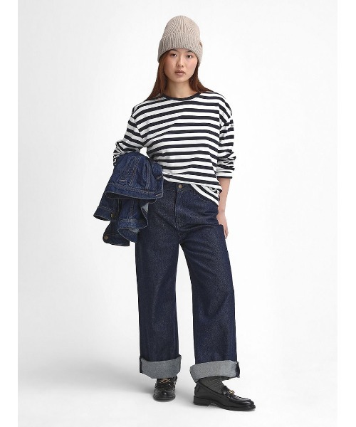 Barbour（バブアー）の「Bede ボーダー カットソー（オーバーサイズフィット）（Tシャツ/カットソー・レディース・ネイビー/オリーブ・8/10）」の7枚目の写真