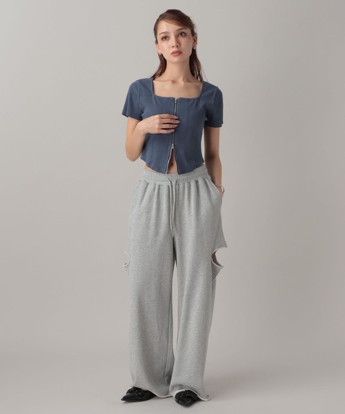 FOREVER 21（フォーエバー トゥエンティーワン）の「【2024SS】ピグメントリブジップTシャツ（Tシャツ/カットソー・レディース・ネイビー/グレー/ナチュラル・SMALL/MEDIUM）」の18枚目の写真