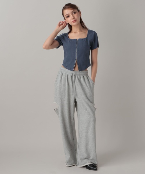 FOREVER 21（フォーエバー トゥエンティーワン）の「【2024SS】ピグメントリブジップTシャツ（Tシャツ/カットソー・レディース・ネイビー/グレー/ナチュラル・SMALL/MEDIUM）」の19枚目の写真