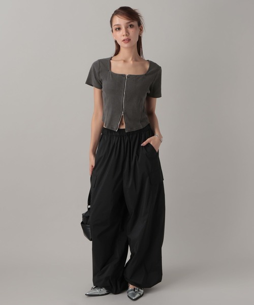 FOREVER 21（フォーエバー トゥエンティーワン）の「【2024SS】ピグメントリブジップTシャツ（Tシャツ/カットソー・レディース・ネイビー/グレー/ナチュラル・SMALL/MEDIUM）」の21枚目の写真