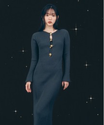 SNIDEL | デザインフロントボタンニットワンピース(ワンピース)