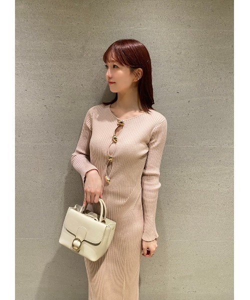 SNIDEL（スナイデル）の「デザインフロントボタンニットワンピース