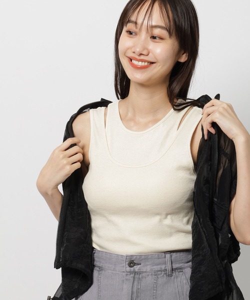 niko and...(ニコアンド)の「ルームドライ/カップレイヤードタンクトップ(タンクトップ・レディース・オレンジ/ベージュ/ブラック・LARGE/MEDIUM)」の2枚目の写真