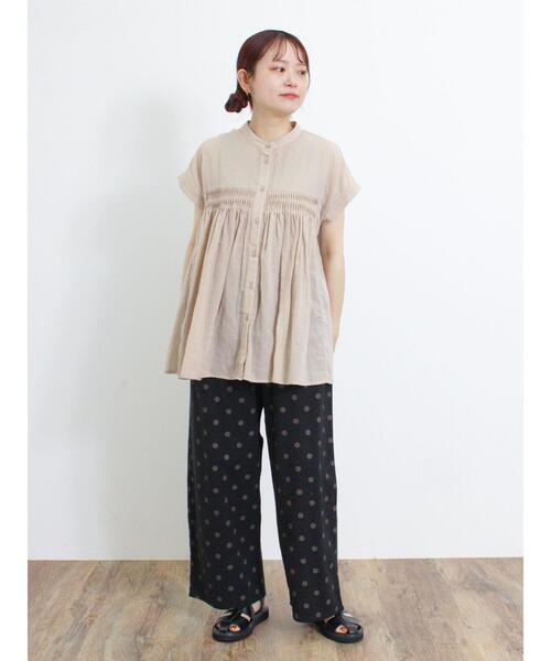 Samansa Mos2（サマンサ モスモス）の「【無地 /ドット柄】リネン混柄アソートイージーパンツ（その他パンツ・レディース・キナリ/モカ/ベージュ/ブラック・F）」の12枚目の写真