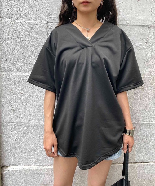 NANEA(ナネア)の「バックレースアップ Vネックカットソー(Tシャツ/カットソー・レディース・ブラック/グレー・LARGE/X-LARGE/XX-LARGE)」の10枚目の写真