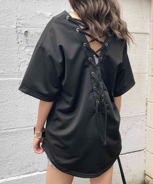 NANEA(ナネア)の「バックレースアップ Vネックカットソー(Tシャツ/カットソー・レディース・ブラック/グレー・LARGE/X-LARGE/XX-LARGE)」の11枚目の写真