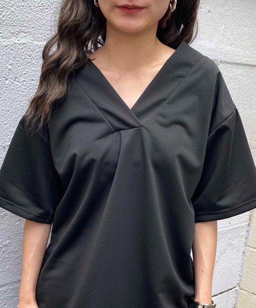 NANEA(ナネア)の「バックレースアップ Vネックカットソー(Tシャツ/カットソー・レディース・ブラック/グレー・LARGE/X-LARGE/XX-LARGE)」の8枚目の写真