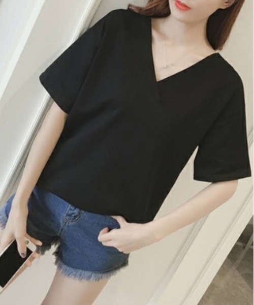 NANEA(ナネア)の「バックレースアップ Vネックカットソー(Tシャツ/カットソー・レディース・ブラック/グレー・LARGE/X-LARGE/XX-LARGE)」の22枚目の写真