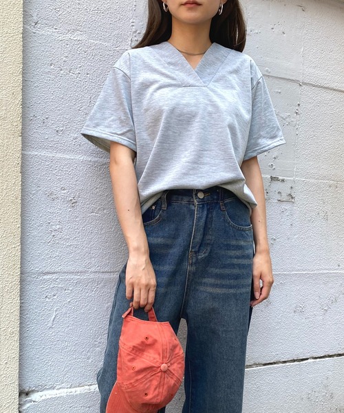 NANEA(ナネア)の「バックレースアップ Vネックカットソー(Tシャツ/カットソー・レディース・ブラック/グレー・LARGE/X-LARGE/XX-LARGE)」の14枚目の写真