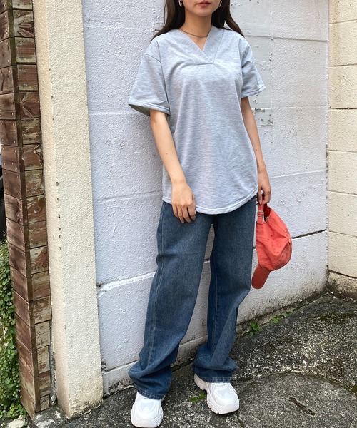 NANEA(ナネア)の「バックレースアップ Vネックカットソー(Tシャツ/カットソー・レディース・ブラック/グレー・LARGE/X-LARGE/XX-LARGE)」の17枚目の写真